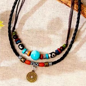 Leather Beaded Necklace